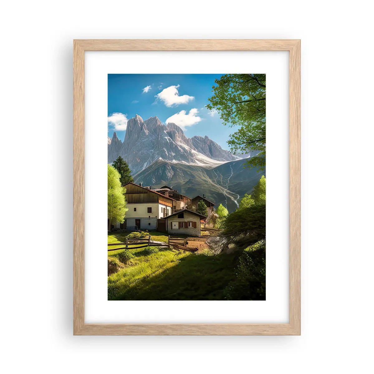 Póster en marco roble claro - Idilio alpino - 30x40 cm