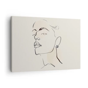 Cuadro sobre lienzo - Impresión de Imagen - Boceto minimalista del rostro de una mujer. - 70x50cm - Una mirada orgullosa - Decoración de pared moderna para salón y dormitorio ARTTOR