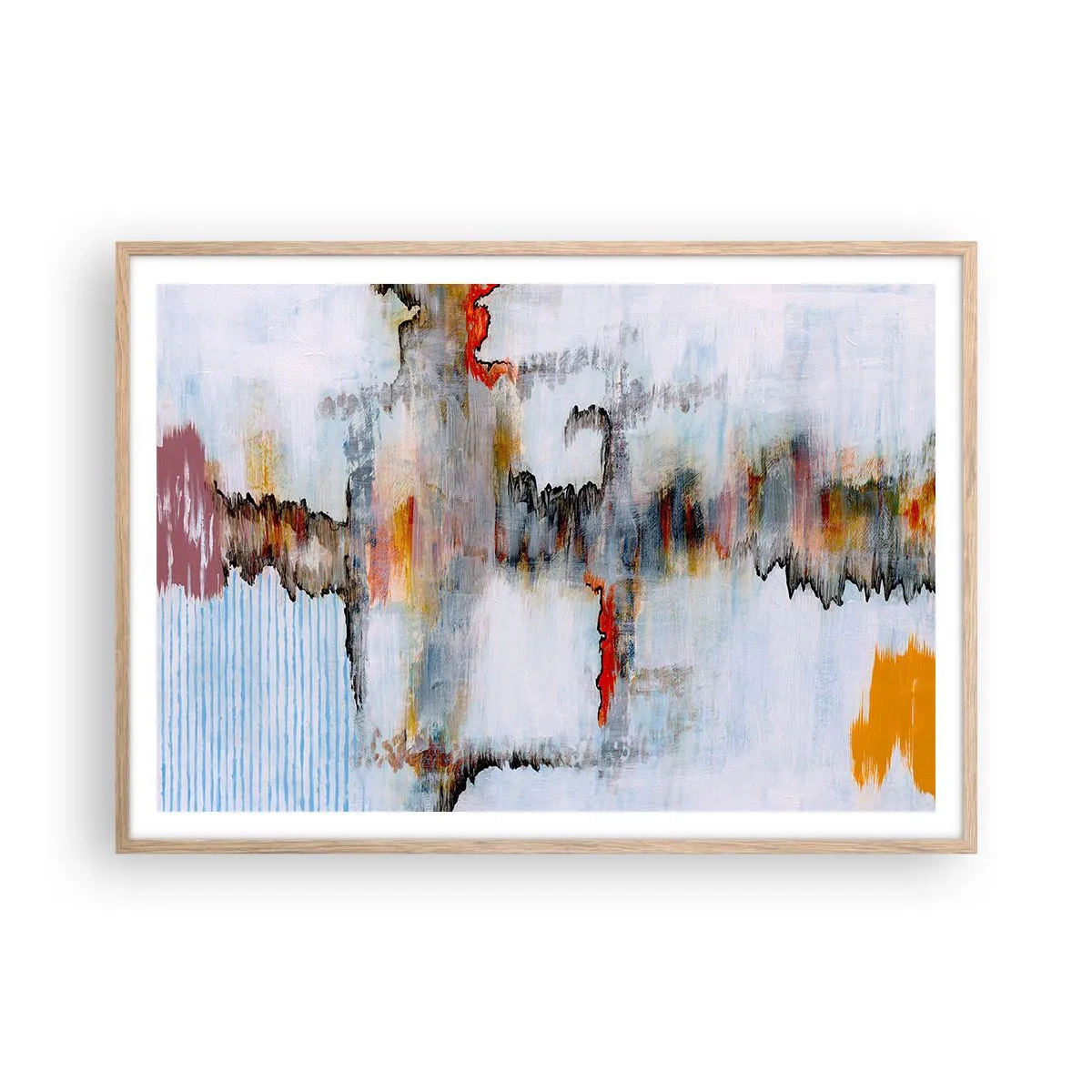 Póster en marco roble claro - Abstracto sobre el agua - 100x70 cm