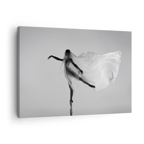 Cuadro sobre lienzo - Impresión de Imagen - Una bailarina en una pose etérea con tela fluida. - 70x50cm - Ligereza y gracia - Decoración de pared moderna para salón y dormitorio ARTTOR