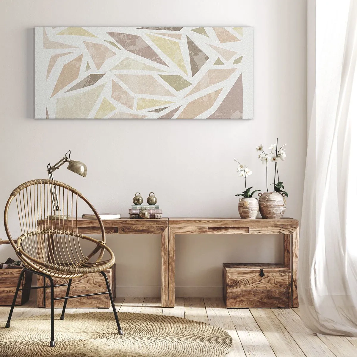 Cuadro sobre lienzo - Impresión de Imagen - Composición de vidrieras - 100x40 cm