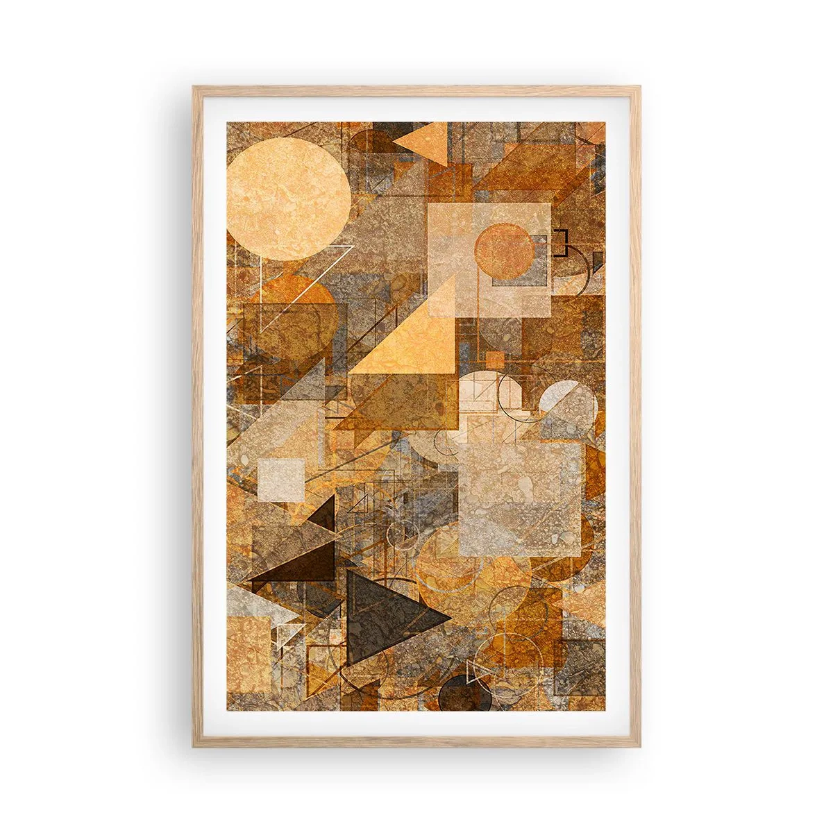 Póster en marco roble claro - Estudio cubista en bronce - 61x91 cm