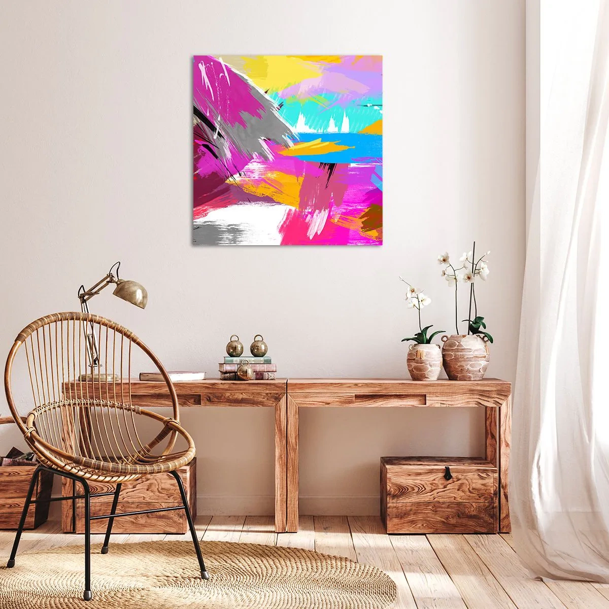 Cuadro sobre lienzo - Impresión de Imagen - Abstracción colorida - 40x40 cm