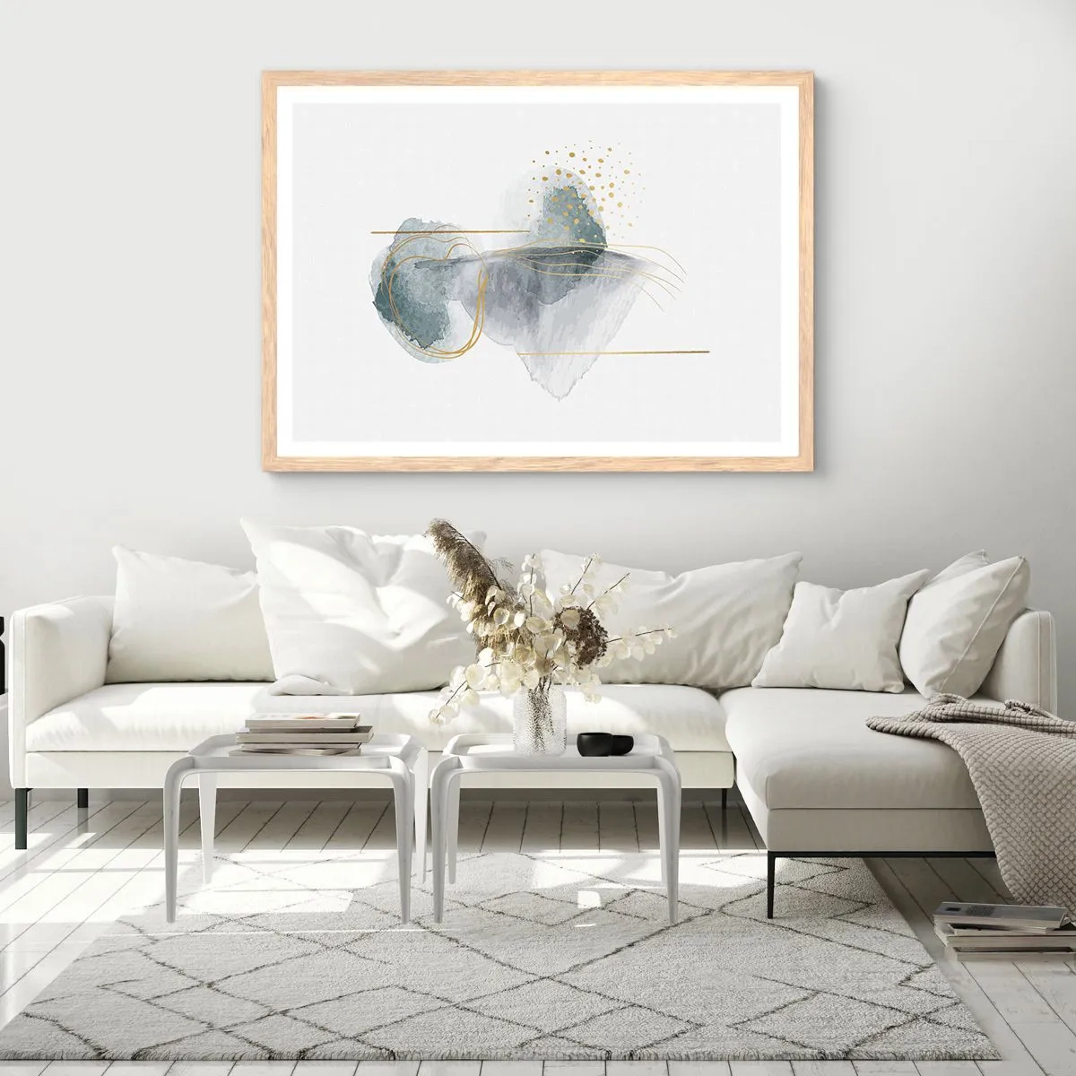 Póster en marco roble claro - Sobre la relación entre el gris y el oro - 50x40 cm