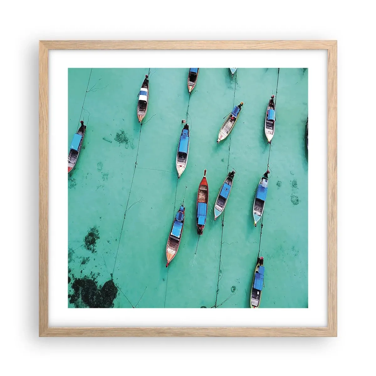 Póster en marco roble claro - En alegre espera - 50x50 cm