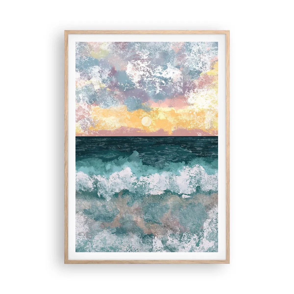 Póster en marco roble claro - Agua, luz, aire - 70x100 cm