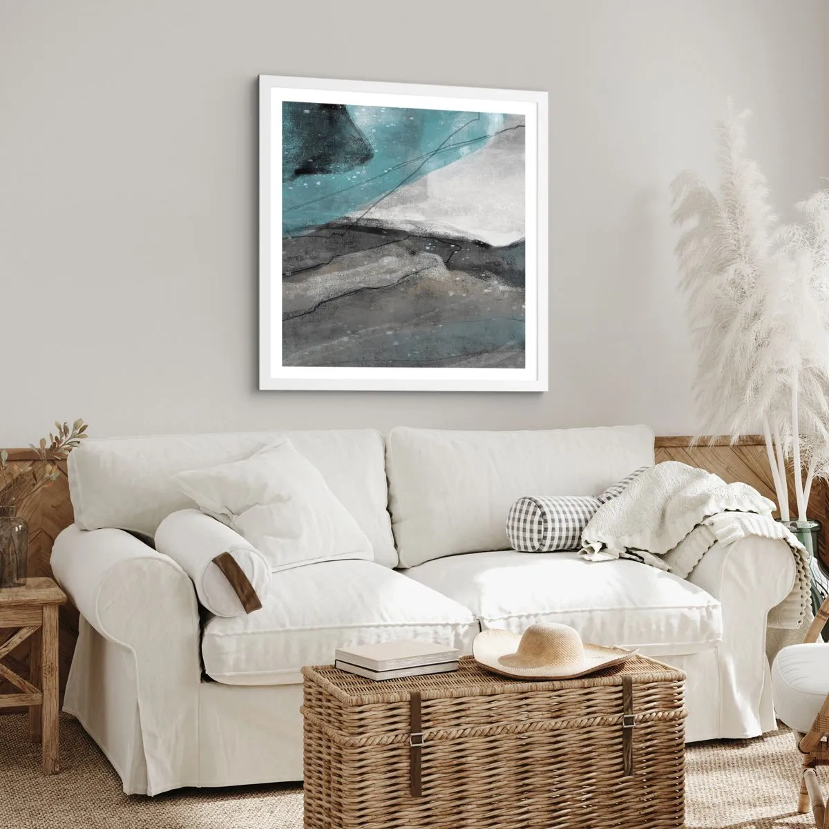 Póster en marco blanco - Abstracción: rocas y hielo - 40x40 cm