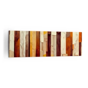 Cuadro sobre lienzo - Impresión de Imagen - Composición geométrica en tonos madera y dorado. - 160x50cm - Himno de los árboles del bosque - Decoración de pared moderna para salón y dormitorio ARTTOR