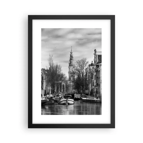 Póster en marco negro - Ambiente de Ámsterdam - 30x40 cm
