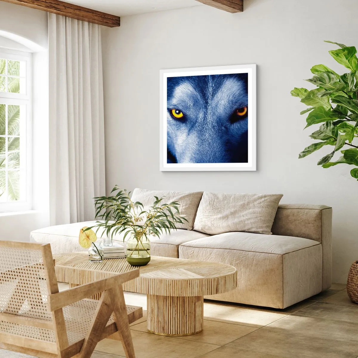 Póster en marco blanco - La mirada hipnótica - 40x40 cm