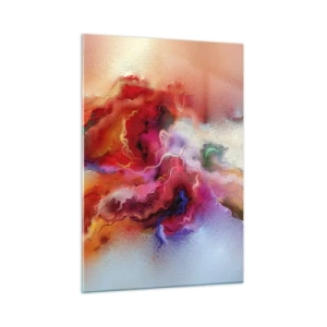 Cuadro sobre vidrio - Impresiones sobre Vidrio - Una abstracción colorida que se asemeja a estelas de humo en espiral. - 50x70cm - Cómo atrapar los sueños: el humo - Decoración de pared moderna para salón y dormitorio ARTTOR