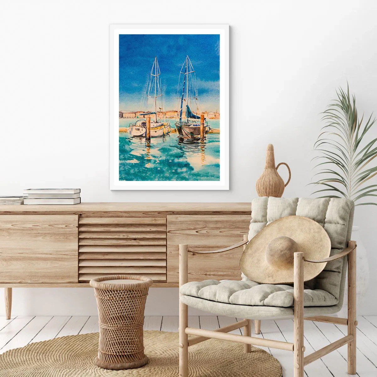 Póster en marco blanco - Laguna soleada - 61x91 cm
