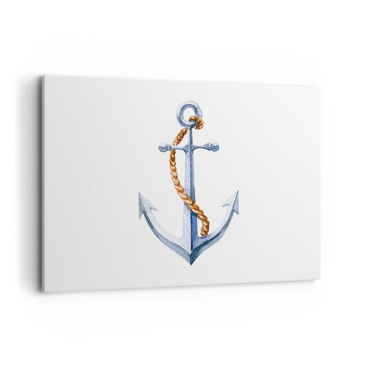 Cuadro sobre lienzo - Impresión de Imagen - Ancla con cuerda en estilo acuarela - 120x80cm - ¡Ah, aventura! - Decoración de pared moderna para salón y dormitorio ARTTOR