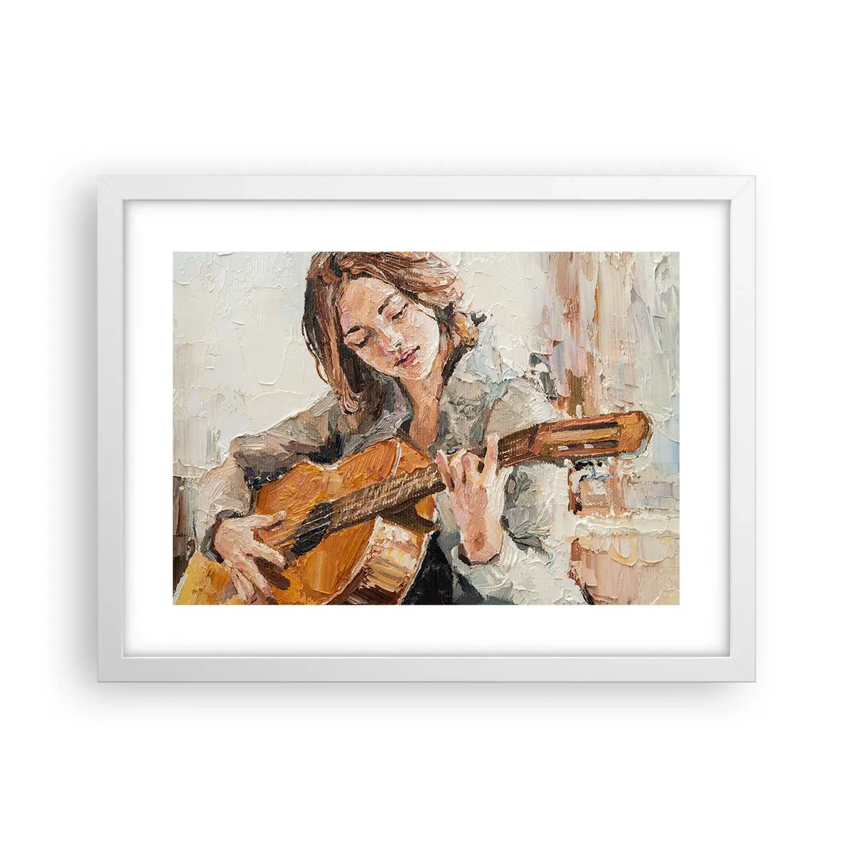 Póster en marco blanco - Concierto de guitarra y corazón joven - 40x30 cm