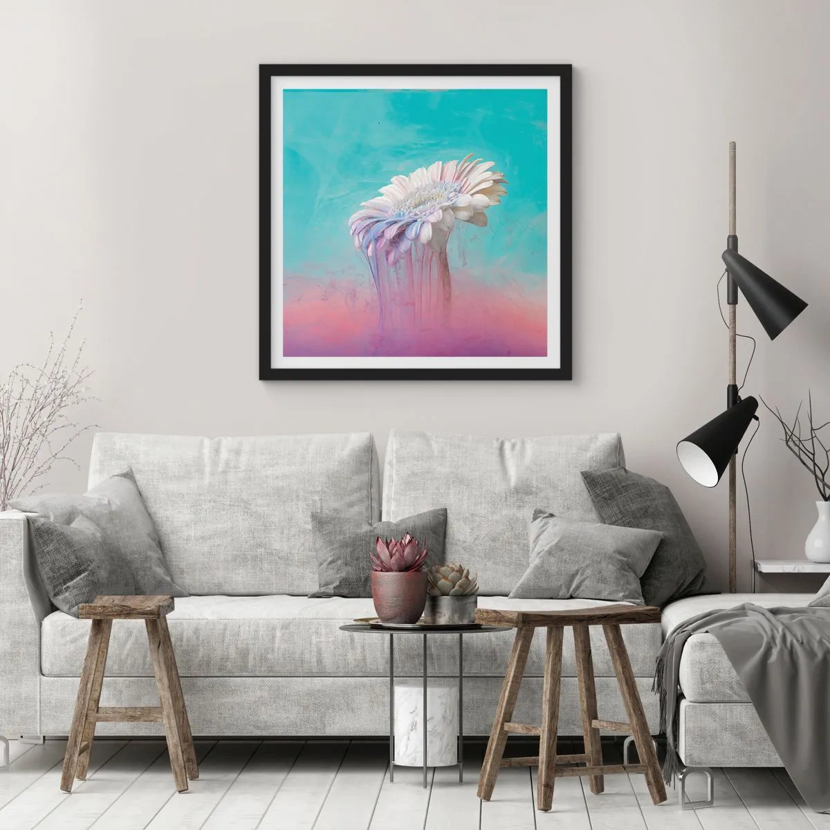 Póster en marco negro - El inframundo de las flores - 30x30 cm