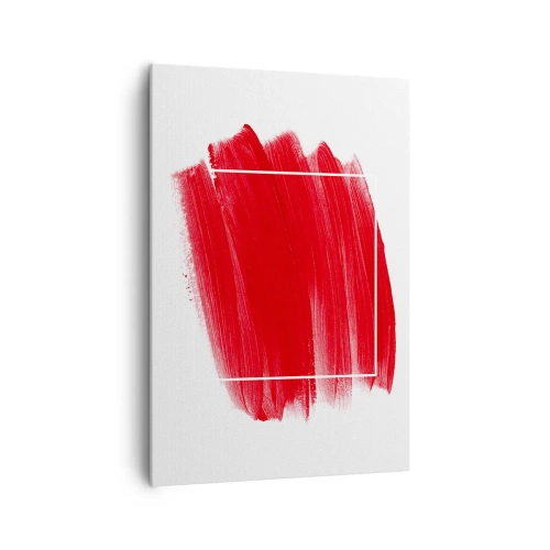 Cuadro sobre lienzo - Impresión de Imagen - Trazo de pincel rojo con borde blanco - 70x100cm - Fuera del marco - Decoración de pared moderna para salón y dormitorio ARTTOR