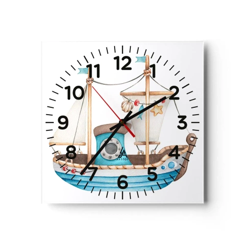 Reloj de pared - Reloj de vidrio - A la aventura - 40x40 cm