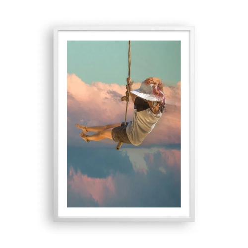 Póster en marco blanco - Jugando en las nubes - 50x70 cm