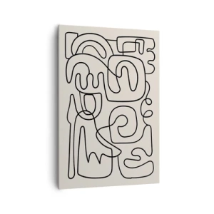 Cuadro sobre lienzo - Impresión de Imagen - Patrón de arte lineal abstracto en negro sobre un fondo claro - 70x100cm - El camino correcto - Decoración de pared moderna para salón y dormitorio ARTTOR