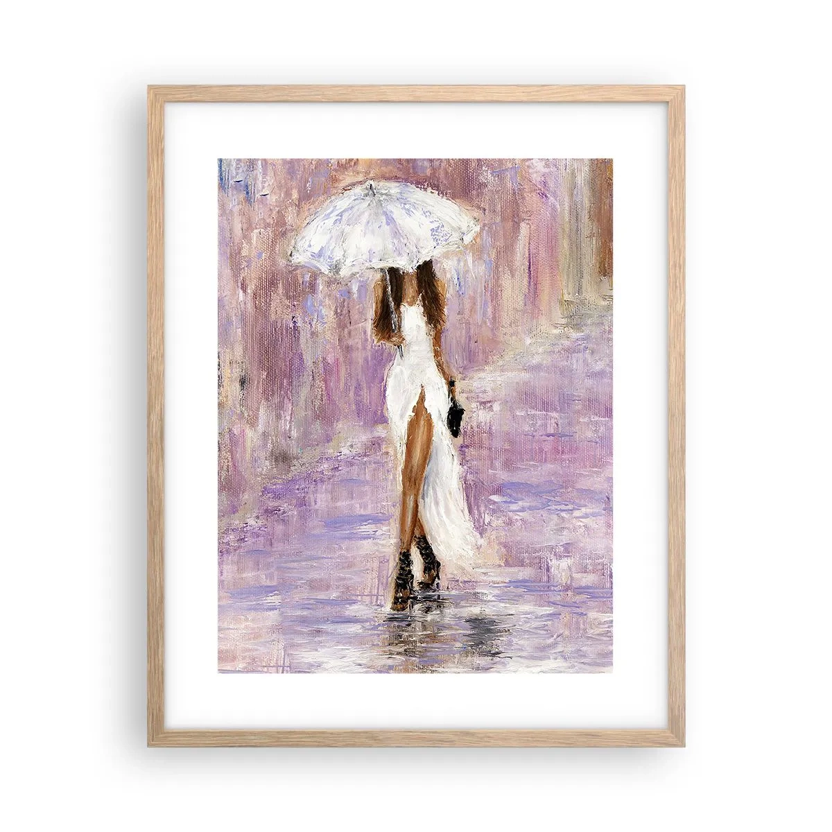 Póster en marco roble claro - En la lluvia de lilas - 40x50 cm