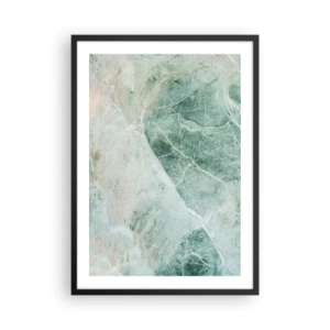 Póster en marco negro - Estructura de mármol verde con delicadas vetas blancas. - 50x70cm - El noble frescor de la piedra - Decoración de pared moderna para salón y dormitorio ARTTOR