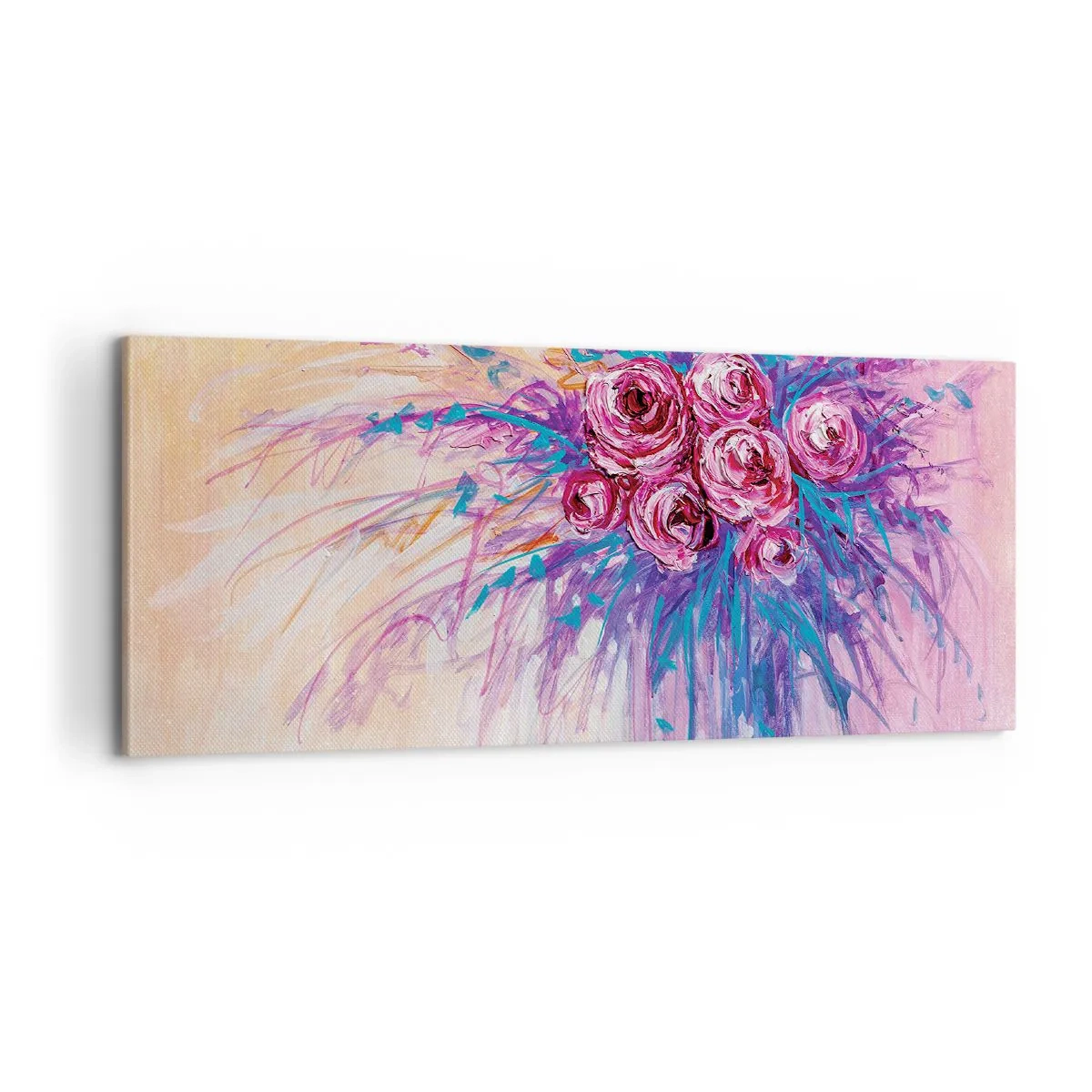 Cuadro sobre lienzo - Impresión de Imagen - Fuente de rosas - 100x40 cm