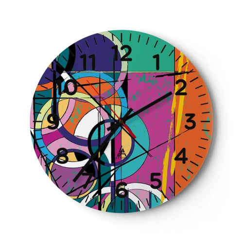 Reloj de pared - Reloj de vidrio - Círculo sobre círculo - 30x30 cm