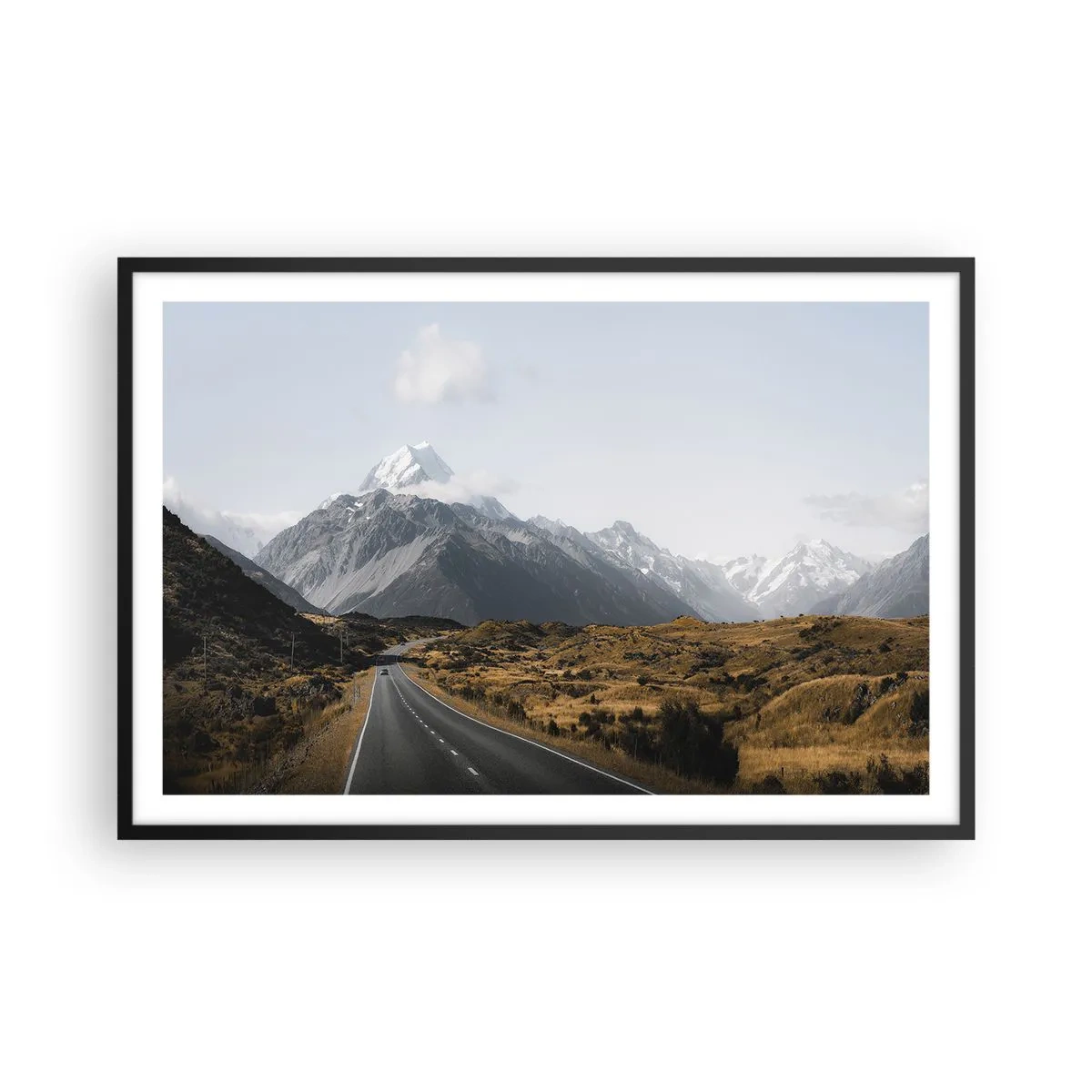 Póster en marco negro - El camino al corazón de las montañas - 91x61 cm