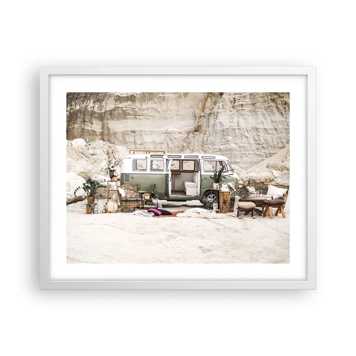 Póster en marco blanco - Hora de empezar el viaje - 50x40 cm