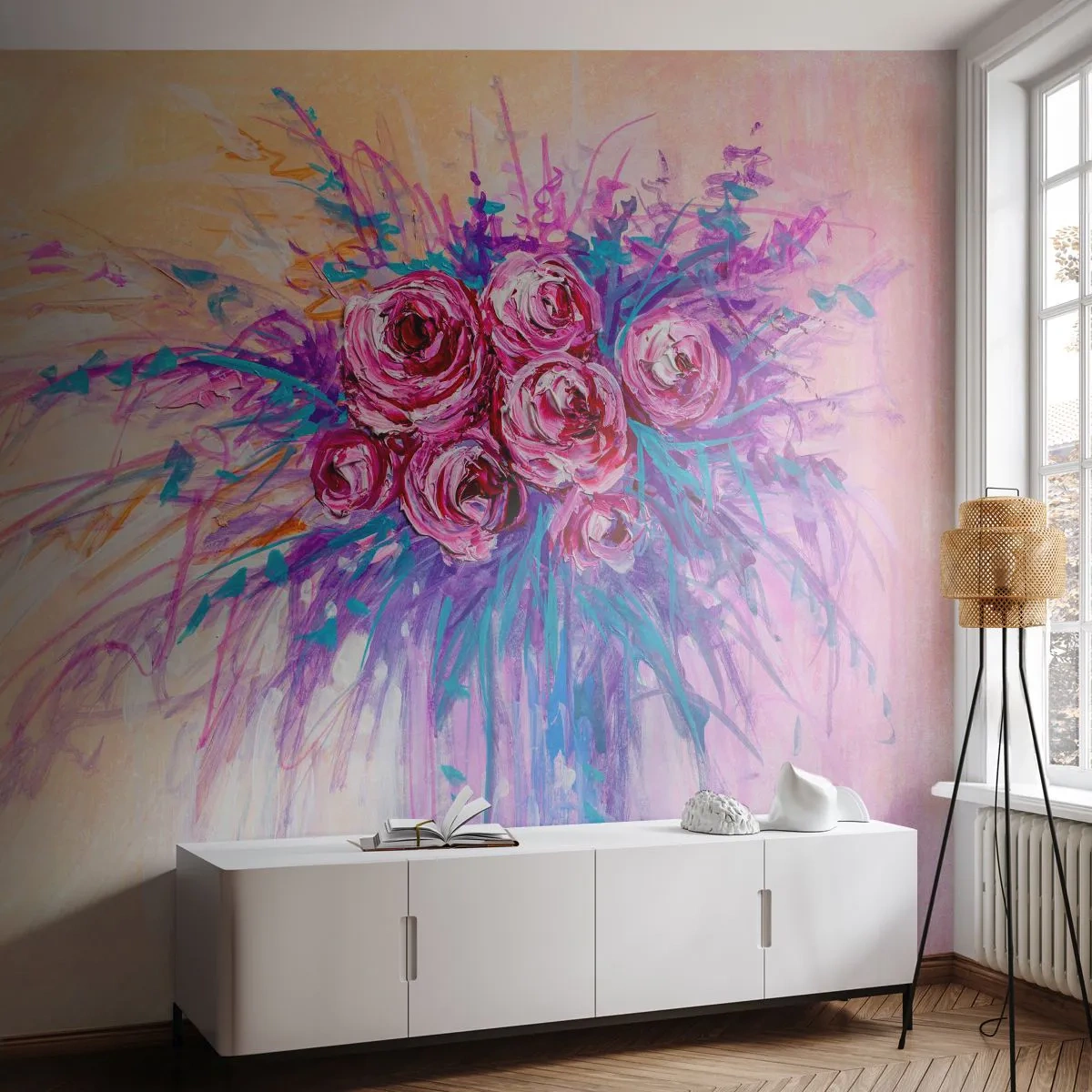 Fotomural Autadhesivo Deluxe Sticker - Fuente de rosas - flores, Ramo de flores, Rosa - 250x175 cm