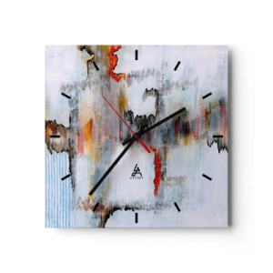 Reloj de pared - Reloj de vidrio - Patrón abstracto con colores vivos sobre un fondo claro. - 30x30cm - Abstracto sobre el agua - Decoración de pared moderna para salón y dormitorio ARTTOR