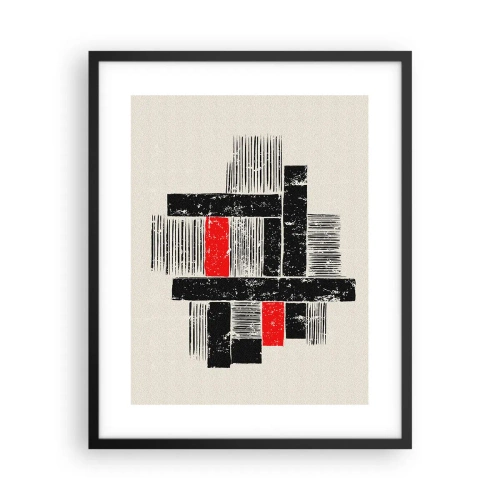 Póster en marco negro - Rojo y negro - 40x50 cm