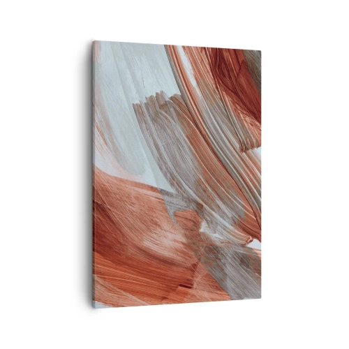 Cuadro sobre lienzo - Impresión de Imagen - Pinceladas abstractas en tonos cobre y gris. - 50x70cm - Abstracción otoñal y ventosa - Decoración de pared moderna para salón y dormitorio ARTTOR