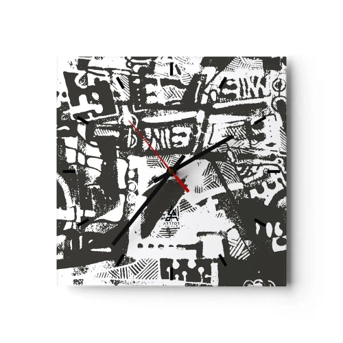 Reloj de pared - Reloj de vidrio - ¿Orden o caos? - 40x40 cm