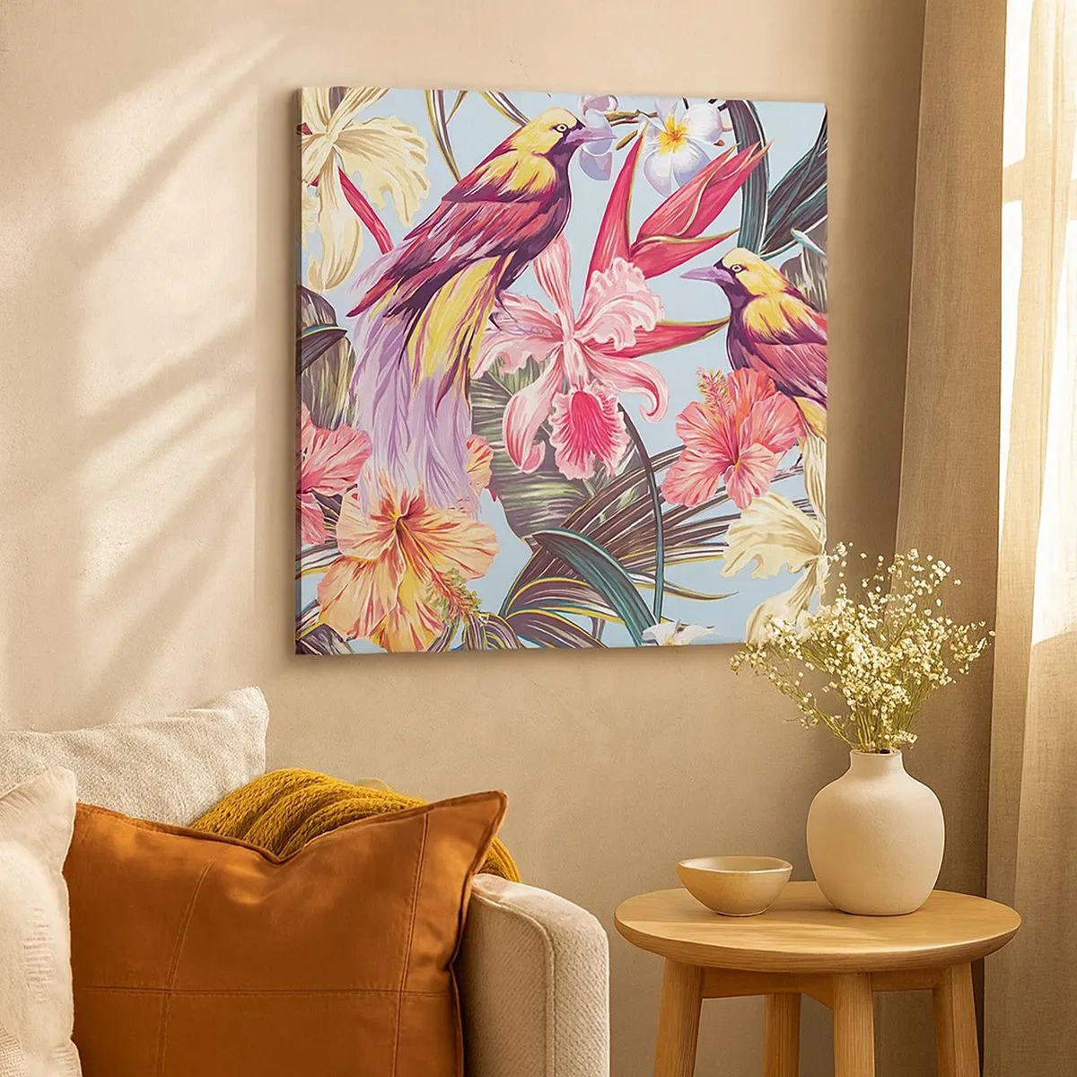 Cuadro sobre lienzo - Impresión de Imagen - Pétalos y plumas - 30x30 cm