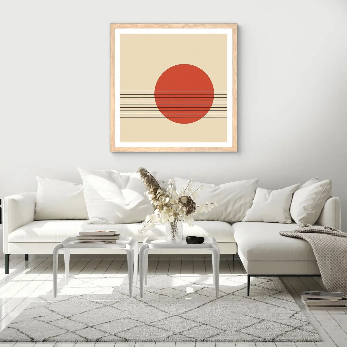 Póster en marco roble claro - Cruzando el círculo - 50x50 cm