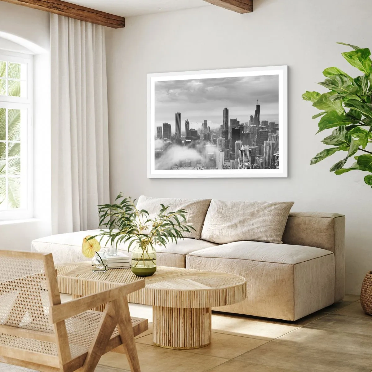 Póster en marco blanco - Paisaje americano - 70x50 cm