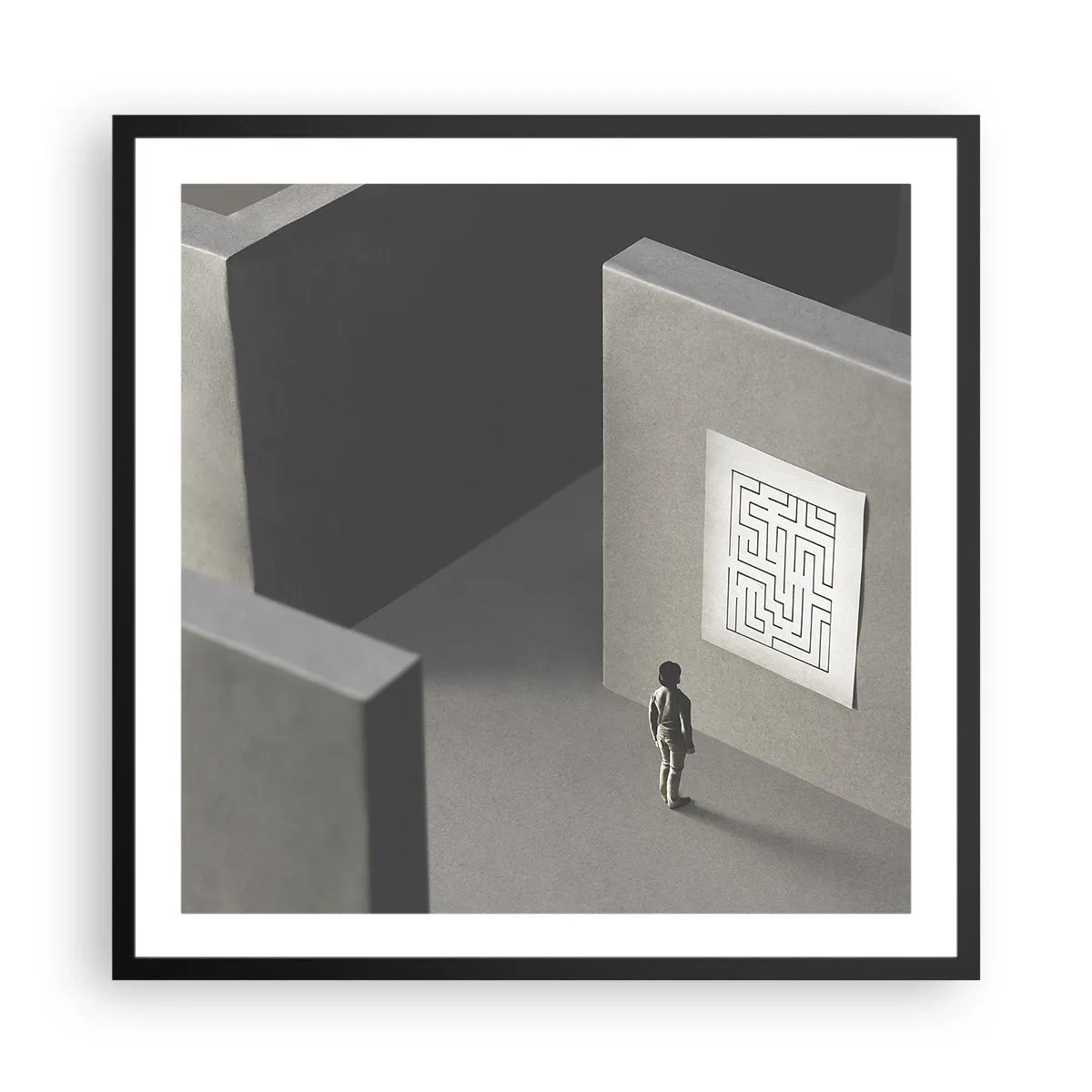 Póster en marco negro - ¿Pero dónde estoy? - 60x60 cm