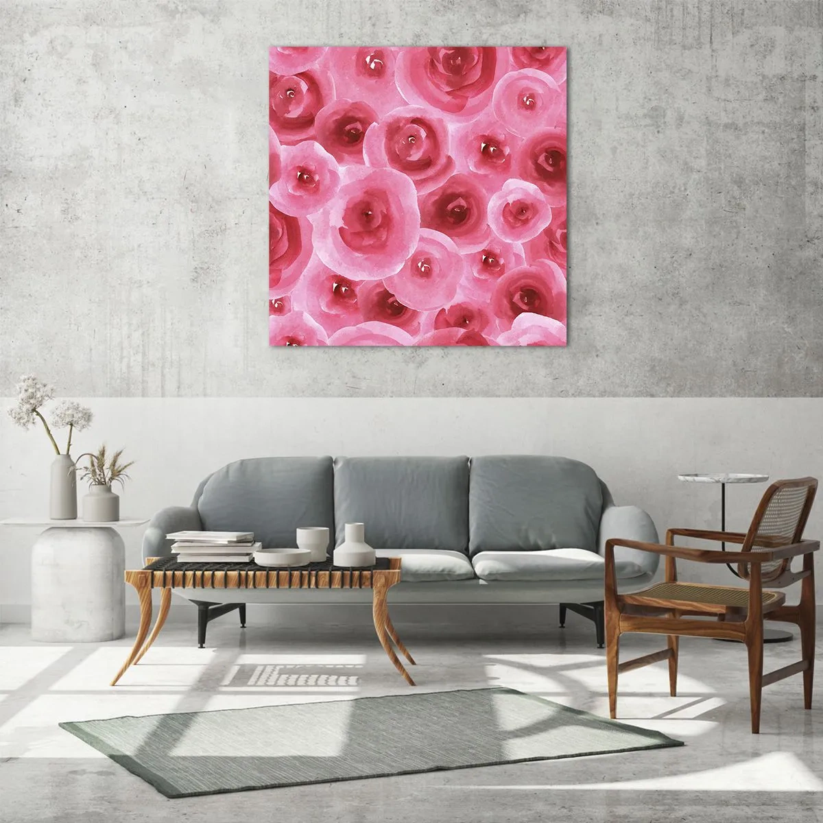 Cuadro sobre vidrio - Impresiones sobre Vidrio - Rosas abajo y arriba - 70x70 cm