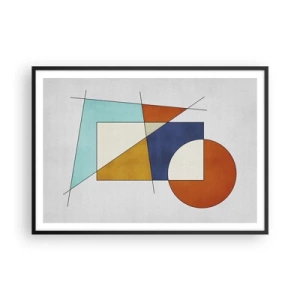 Póster en marco negro - Una composición modernista de formas geométricas y colores. - 100x70cm - Abstracción: diversión modernista - Decoración de pared moderna para salón y dormitorio ARTTOR