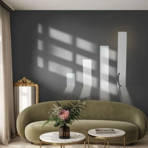 Fotomural Premium Sand - Una silueta simbólica sobre un fondo de barras de crecimiento y luz. - 100x70cm - El camino del éxito - Decoración de pared moderna para salón y dormitorio ARTTOR