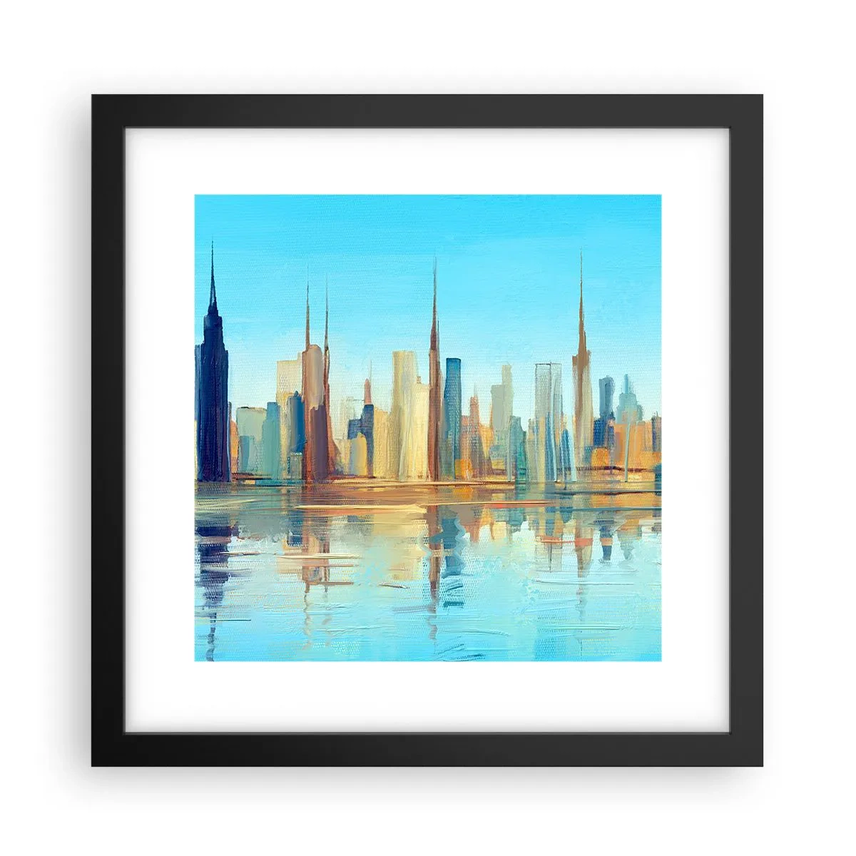 Póster en marco negro - Metrópolis soleada - 30x30 cm