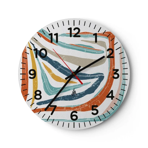 Reloj de pared - Reloj de vidrio - Abstracción sonriente y amistosa - 30x30 cm