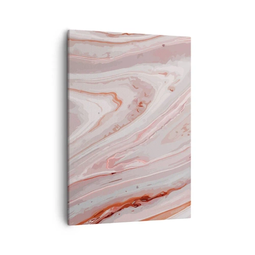 Cuadro sobre lienzo - Impresión de Imagen - Ondas abstractas en delicados tonos rosa y beige. - 50x70cm - Rosa líquido - Decoración de pared moderna para salón y dormitorio ARTTOR