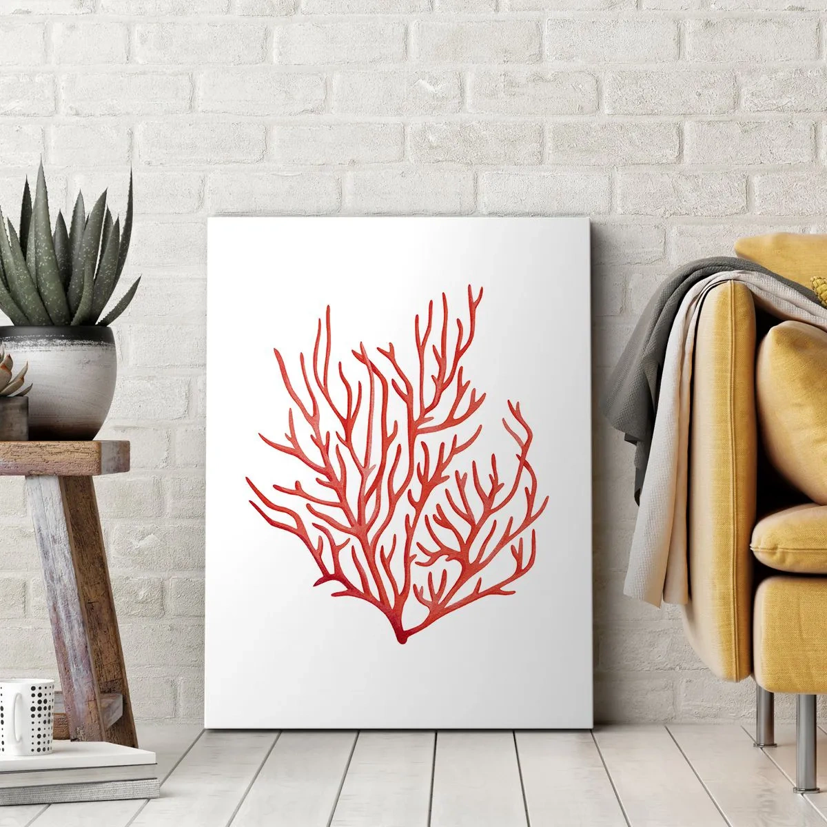 Cuadro sobre lienzo - Impresión de Imagen - Filigrana de coral - 65x120 cm