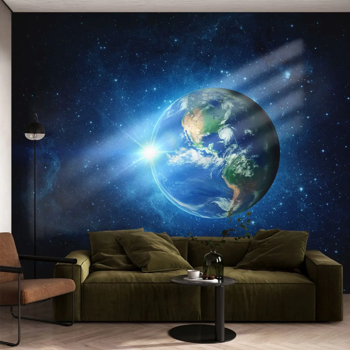 Fotomural Premium Sand - Estamos en el cielo - Cosmos, Planeta Tierra, Globo - 500x350 cm