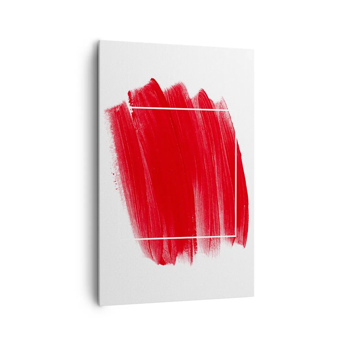 Cuadro sobre lienzo - Impresión de Imagen - Trazo de pincel rojo con borde blanco - 80x120cm - Fuera del marco - Decoración de pared moderna para salón y dormitorio ARTTOR