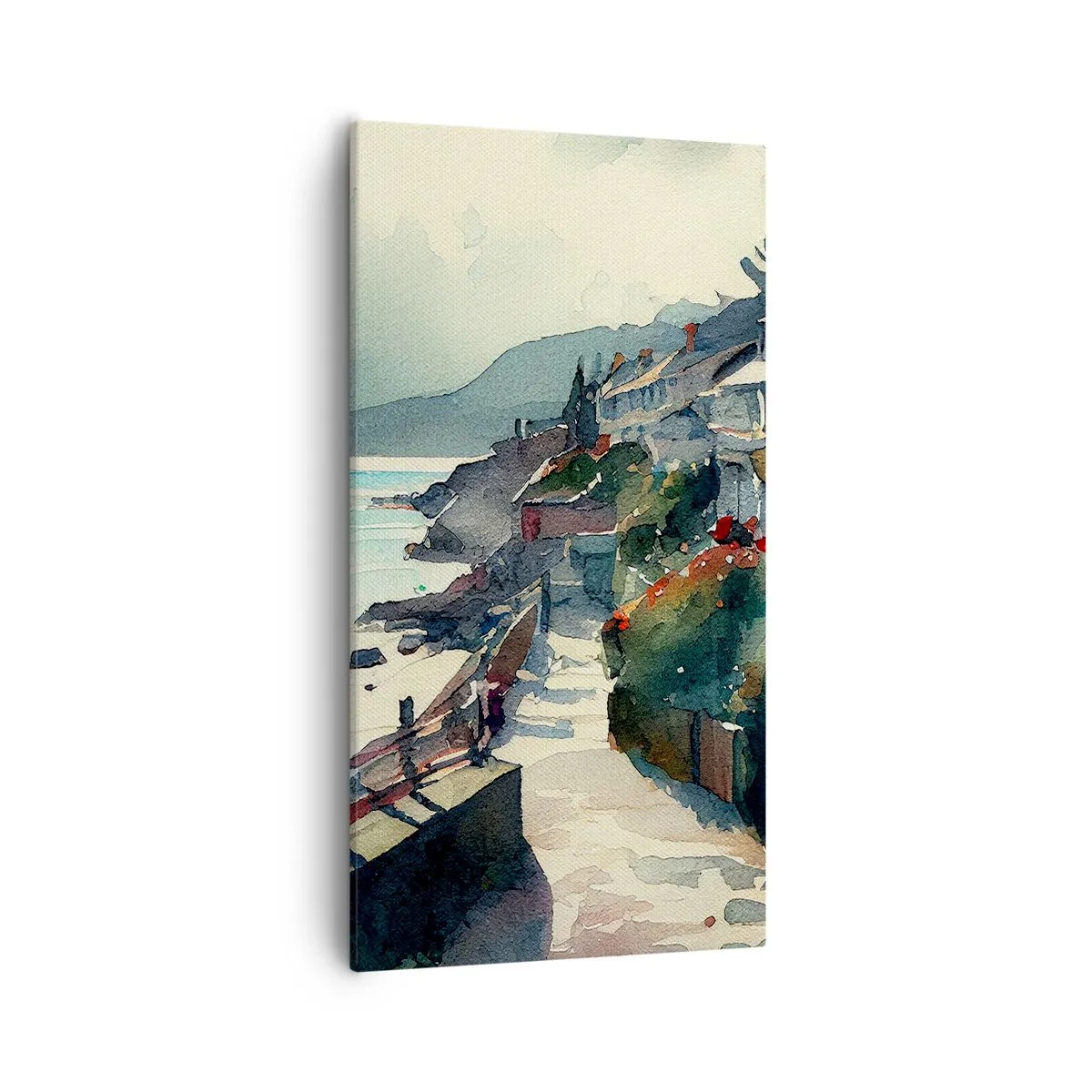 Cuadro sobre lienzo - Impresión de Imagen - Ciudad mediterránea - 55x100 cm