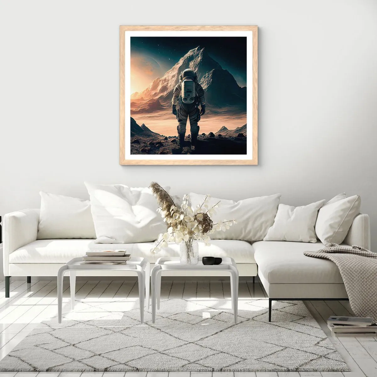 Póster en marco roble claro - Un nuevo reto - 30x30 cm