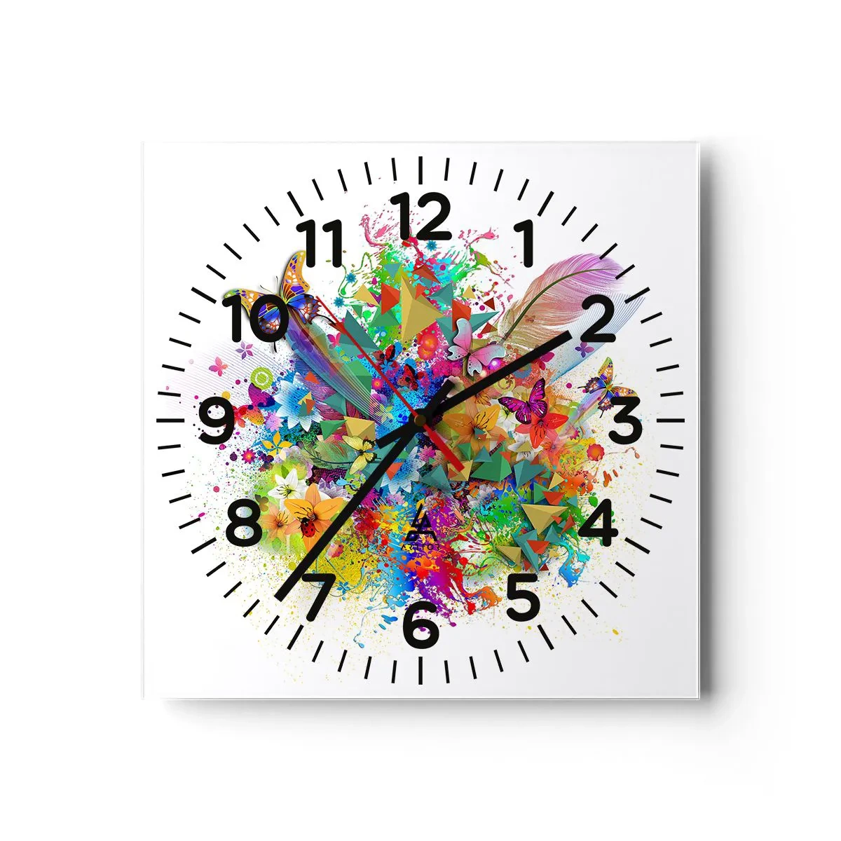 Reloj de pared - Reloj de vidrio - Un ramo de alegría - 40x40 cm